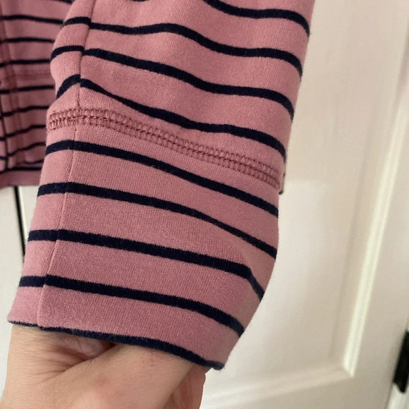 LL Bean Women's Ultrasoft Sweatshirt‎ Full-Zip Mock-Neck Jacket Orchid Stripe - Picture 6 of 9
